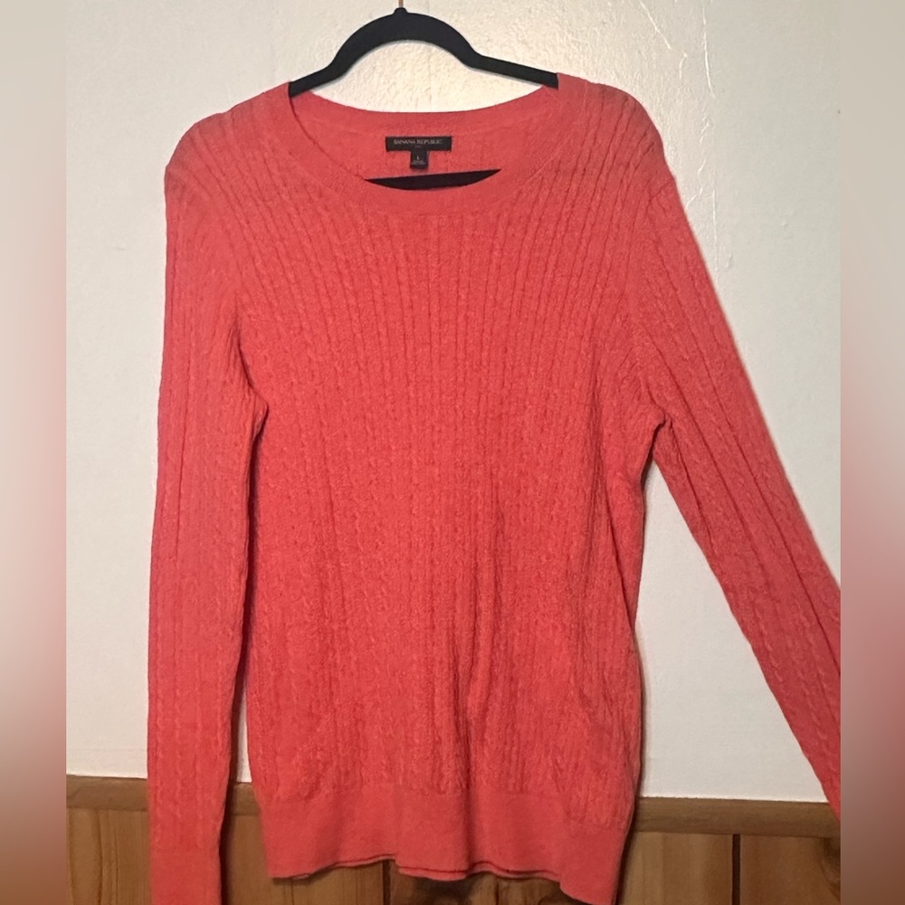 Banana Republic Vibrant Coral Crew Neck Sweater